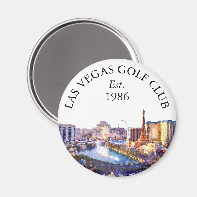 Personalisierter Golfschlägername Las Vegas Skylin Magnet (Vorderseite/Rückseite)