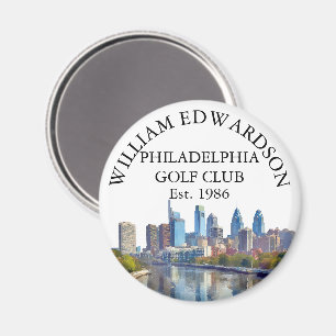 Personalisierter Golfschlägername Philadelphia Sky Magnet