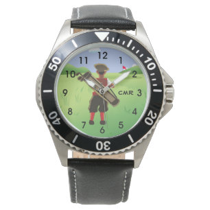 Personalisierter Golfspieler Monogramm des Spaßes Armbanduhr