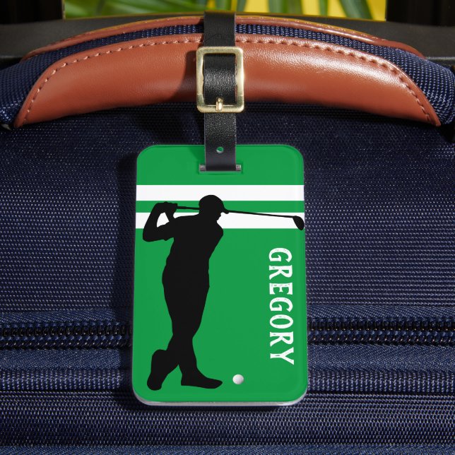Personalisierter Golfwagen | Golfer Green Travel Gepäckanhänger (Vorderseite Insitu 2)