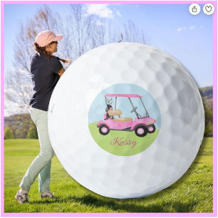Personalisierter Golfwagen mit rosa Wasserfarbe Golfball