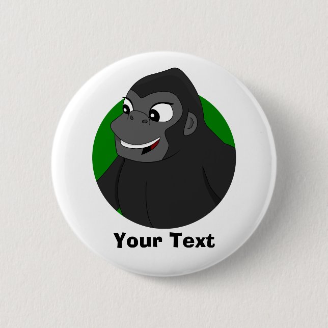 Personalisierter Gorilla-Cartoon Button (Vorderseite)