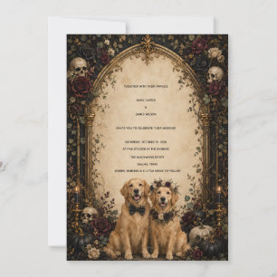 Personalisierter gotischer Schädel Golden Retrieve Einladung