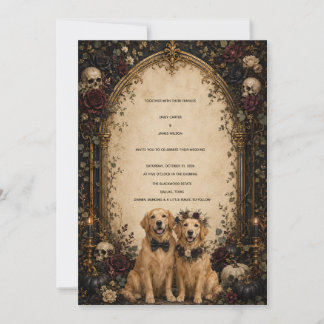Personalisierter gotischer Schädel Golden Retrieve Einladung