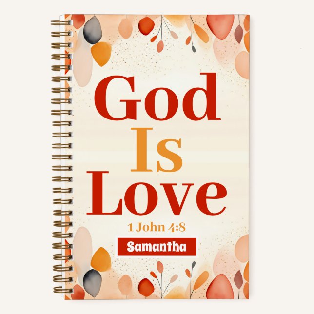 personalisierter Gott ist Liebe Boho Christlich Jo Notizbuch (Vorderseite)