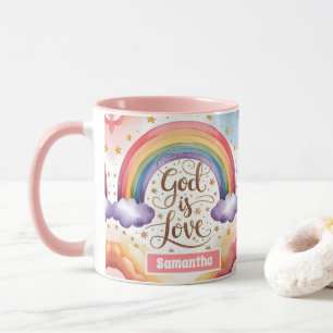 Personalisierter Gott ist Liebe Boho Christlich Ki Tasse
