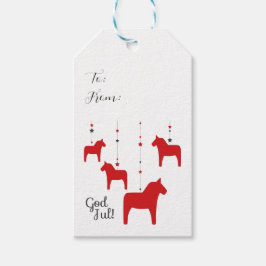 Personalisierter Gott jul! Dala Horse Geschenkanhänger