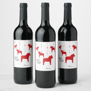 Personalisierter Gott jul! Dala Horse Wine Label Weinetikett