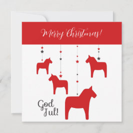 Personalisierter Gott jul! Weihnachts-Dala-Pferd Feiertagskarte