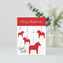 Personalisierter Gott jul! Weihnachts-Dala-Pferd Feiertagspostkarte