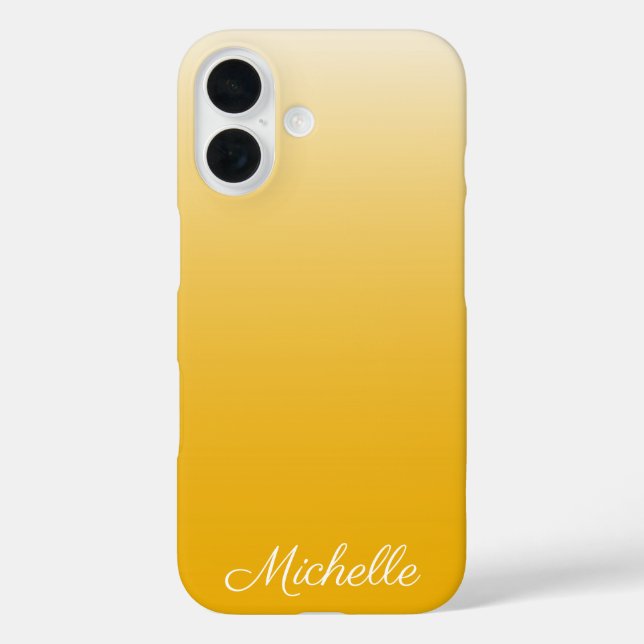 Personalisierter Gradient Ober gelb iPhone 16 Hülle (Rückseite)