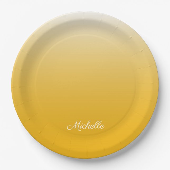 Personalisierter Gradient Ober gelb Pappteller (Vorderseite)