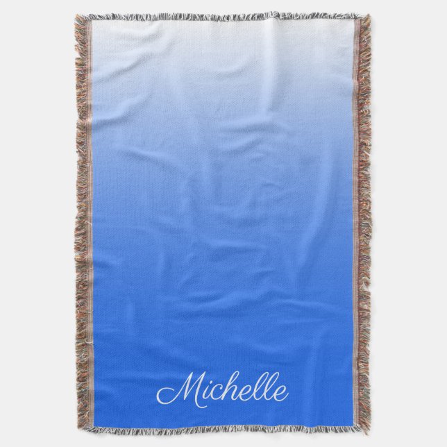 Personalisierter Gradient ombre elektrisch blau Decke (Vorderseite Vertikal)