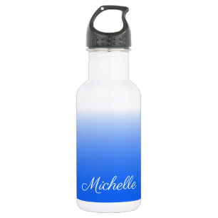 Personalisierter Gradient ombre elektrisch blau Edelstahlflasche