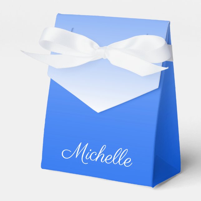 Personalisierter Gradient ombre elektrisch blau Geschenkschachtel (Vorderseite)