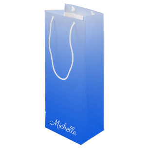 Personalisierter Gradient ombre elektrisch blau Geschenktüte Für Weinflaschen