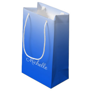 Personalisierter Gradient ombre elektrisch blau Kleine Geschenktüte