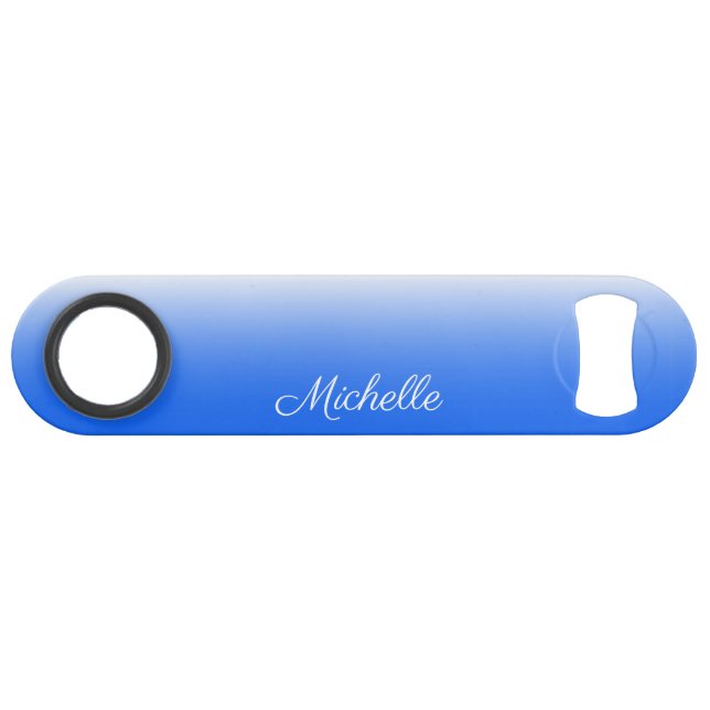 Personalisierter Gradient ombre elektrisch blau Speedflaschenöffner (Vorderseite (Horizontal))