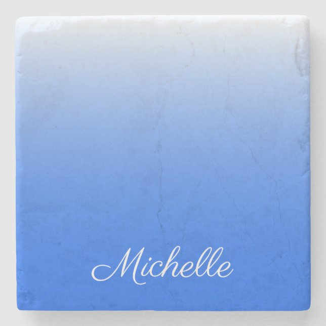 Personalisierter Gradient ombre elektrisch blau Steinuntersetzer (Vorderseite)