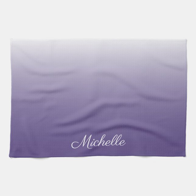 Personalisierter Gradient ombre Ultra Violet Geschirrtuch (Horizontal)