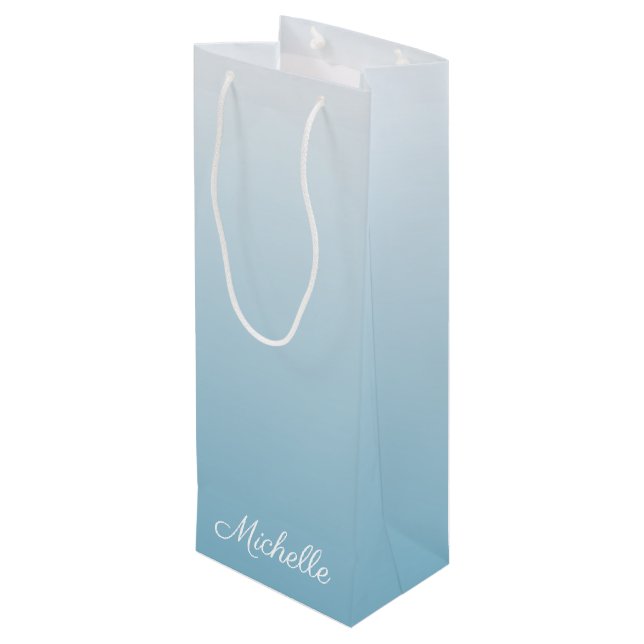 Personalisierter Gradientengel Geschenktüte Für Weinflaschen (Rückseite Schrägansicht)