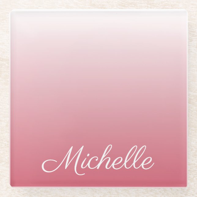 Personalisierter Gradientenrosa Glasuntersetzer (Vorderseite)