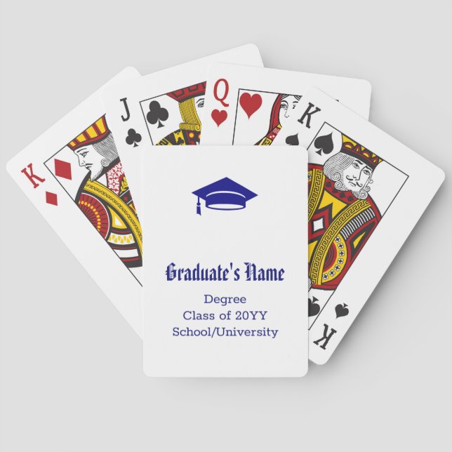 Personalisierter Graduiertenname Cap Tassel Navy B Spielkarten (Rückseite)