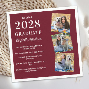 Personalisierter GraduiertenSpaß Fakten 3 Foto Abs Serviette