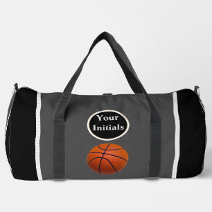 Personalisierter Grau Schwarzer Basketball Duffle Bag