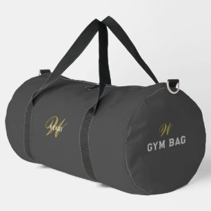 Personalisierter Grau-Schwarzer Monogramm-Sport- o Duffle Bag
