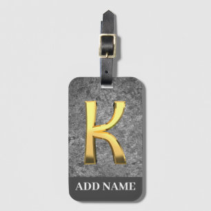 Personalisierter Grau- und Goldmonogramm-Letter K Gepäckanhänger