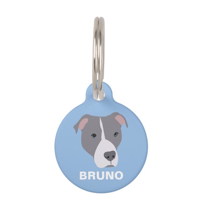 Personalisierter Graue Grube Bull Dog Haustiermarke (Vorderseite)
