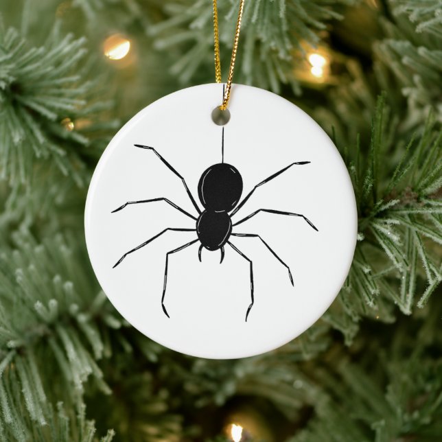 Personalisierter, graue Spider Halloween-Baum Keramik Ornament (Baum)