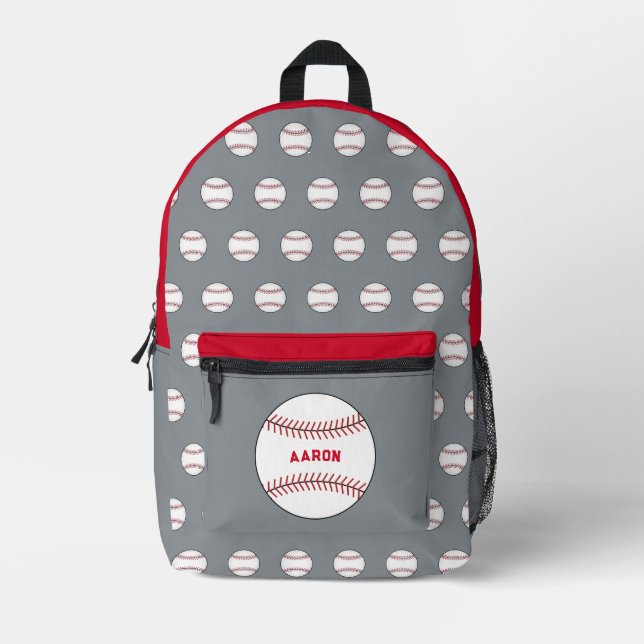 Personalisierter grauer Baseball-Backpack Bedruckter Rucksack (Vorderseite)