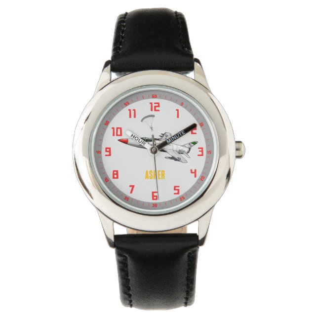 Personalisierter Grauer Kämpfer lernen Zeit zu erz Armbanduhr (Vorderseite)