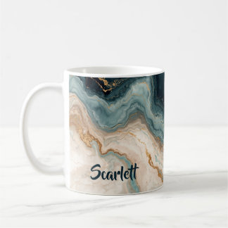 Personalisierter grauer Marmor-Strudel-Namensbeche Kaffeetasse