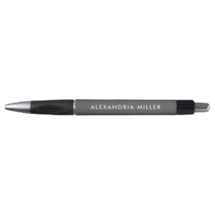 Personalisierter grauer, moderner Pen mit Name Kugelschreiber