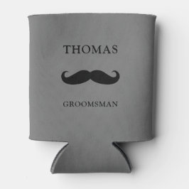 personalisierter grauer Mustache-Trauzeuge Dosenkühler