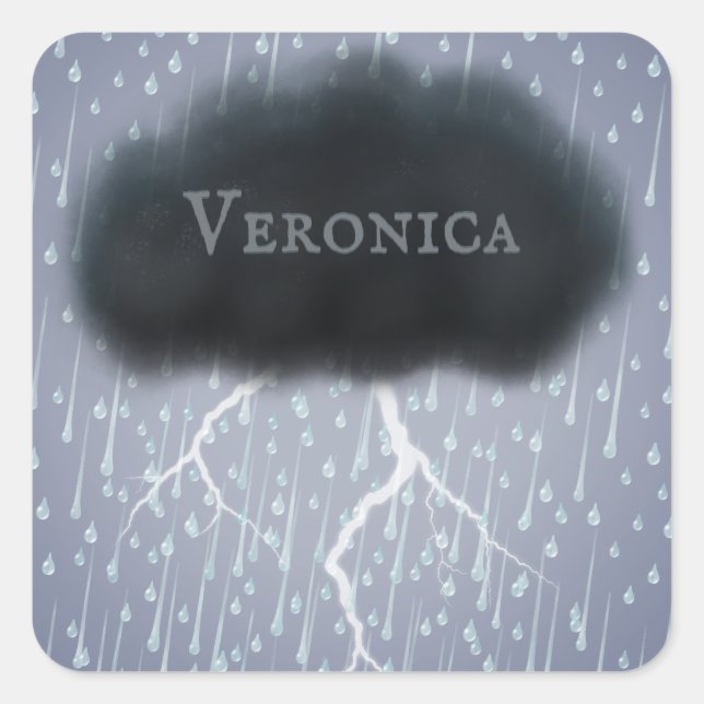 Personalisierter grauer Stormy Thunder Cloud Whims Quadratischer Aufkleber (Vorderseite)