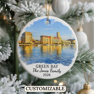 Personalisierter Green Bay Weihnachtsschmuck, Benu Keramik Ornament