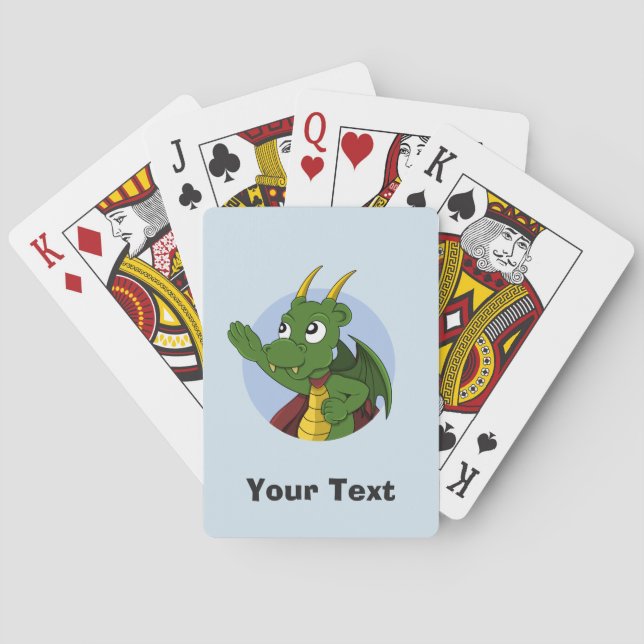 Personalisierter Green Dragon Cartoon Kartenspiele Spielkarten (Rückseite)