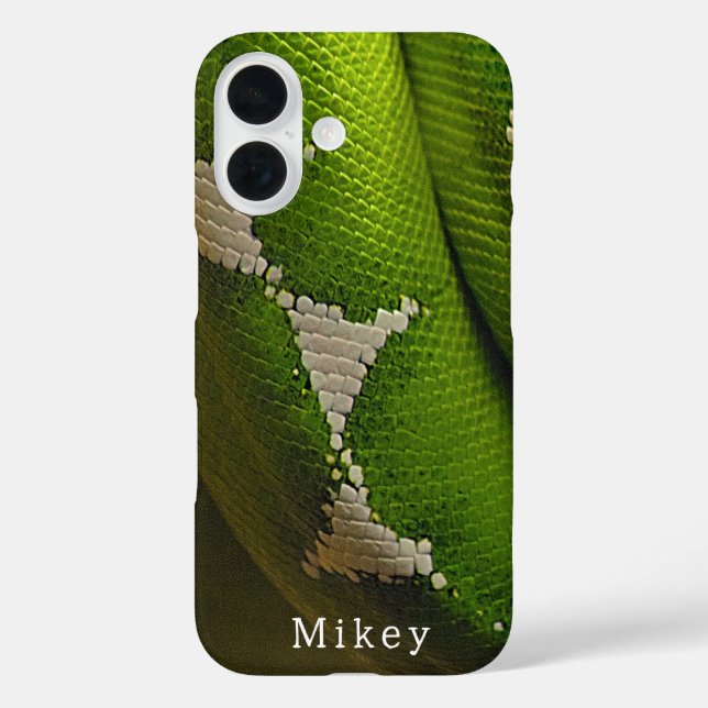 Personalisierter Green Tree Snake Sturdy iPhone Ca 16 Hülle (Rückseite)