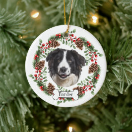 personalisierter Grenz-Collihund Keramik Ornament