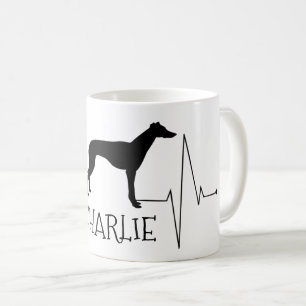 Personalisierter Greyhound Whippet Liebe Hund Herz Kaffeetasse