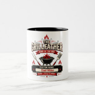Personalisierter Grillvater BBQ Papa Name Geschenk Zweifarbige Tasse