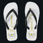Personalisierter Groom (Gold) Flip Flops<br><div class="desc">Spaß,  maßgeschneiderte Hochzeitskippen</div>