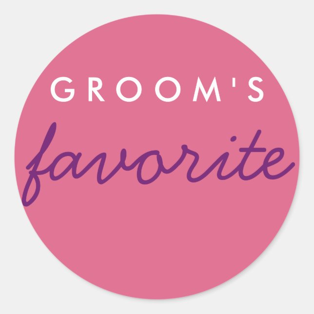 Personalisierter Groom-Lieblings-Rosa Lila Runder Aufkleber (Vorderseite)