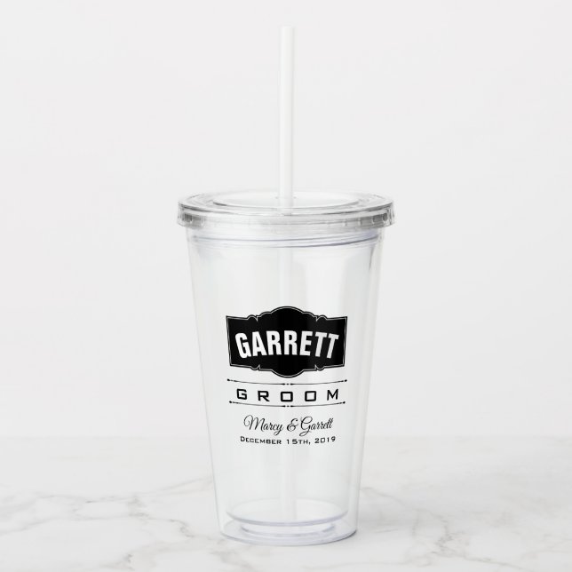 PERSONALISIERTER GROOM WEDD ACRYLIC TUMBLER ACRYLTRINKBECHER (Vorderseite)