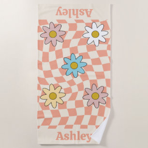 Personalisierter Groovy Retro Name Strandtuch