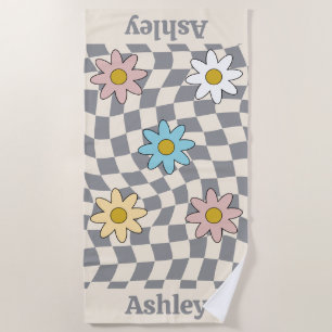 Personalisierter Groovy Retro Name Strandtuch